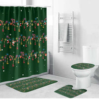 Ornaments on Green Snowy Background Bathroom Set with Electric Guitars Santa Candy Canes - Wonder Print Shop