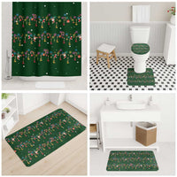 Ornaments on Green Snowy Background Bathroom Set with Electric Guitars Santa Candy Canes - Wonder Print Shop