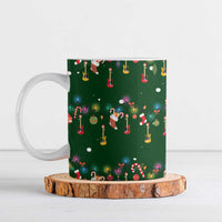 Ornaments on Green Snowy Background Ceramic Mug with Electric Guitars Santa Candy Canes - Wonder Print Shop