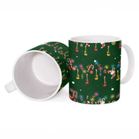 Ornaments on Green Snowy Background Ceramic Mug with Electric Guitars Santa Candy Canes - Wonder Print Shop