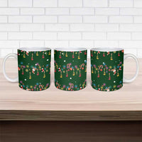 Ornaments on Green Snowy Background Ceramic Mug with Electric Guitars Santa Candy Canes - Wonder Print Shop