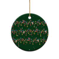 Ornaments on Green Snowy Background Ceramic Ornament with Electric Guitars Santa Candy Canes - Wonder Print Shop