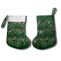 Ornaments on Green Snowy Background Christmas Stocking with Electric Guitars Santa Candy Canes - Wonder Print Shop