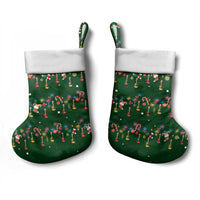 Ornaments on Green Snowy Background Christmas Stocking with Electric Guitars Santa Candy Canes - Wonder Print Shop