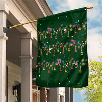 Ornaments on Green Snowy Background Garden Flag with Electric Guitars Santa Candy Canes - Wonder Print Shop