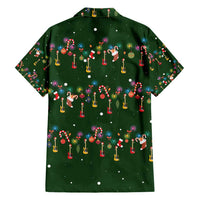 Ornaments on Green Snowy Background Hawaiian Shirt with Electric Guitars Santa Candy Canes - Wonder Print Shop