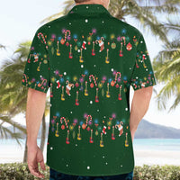 Ornaments on Green Snowy Background Hawaiian Shirt with Electric Guitars Santa Candy Canes - Wonder Print Shop
