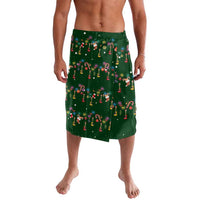 Ornaments on Green Snowy Background Lavalava with Electric Guitars Santa Candy Canes - Wonder Print Shop