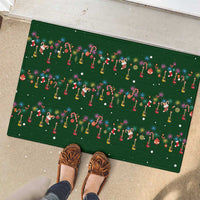 Ornaments on Green Snowy Background Rubber Doormat with Electric Guitars Santa Candy Canes - Wonder Print Shop