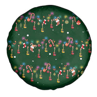 Ornaments on Green Snowy Background Spare Tire Cover with Electric Guitars Santa Candy Canes - Wonder Print Shop