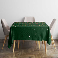 Ornaments on Green Snowy Background Tablecloth with Electric Guitars Santa Candy Canes - Wonder Print Shop