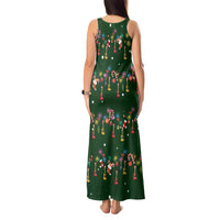 Ornaments on Green Snowy Background Tank Maxi Dress with Electric Guitars Santa Candy Canes - Wonder Print Shop