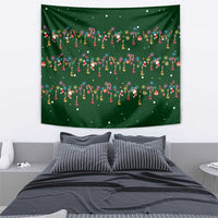 Ornaments on Green Snowy Background Tapestry with Electric Guitars Santa Candy Canes - Wonder Print Shop