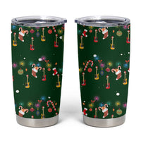 Ornaments on Green Snowy Background Tumbler Cup with Electric Guitars Santa Candy Canes - Wonder Print Shop