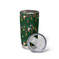 Ornaments on Green Snowy Background Tumbler Cup with Electric Guitars Santa Candy Canes - Wonder Print Shop
