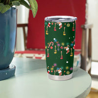 Ornaments on Green Snowy Background Tumbler Cup with Electric Guitars Santa Candy Canes - Wonder Print Shop