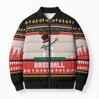 Is More Time for Baseball Design Bomber Puffer Jacket with Baseball Snowman All I Want for Christmas - Wonder Print Shop