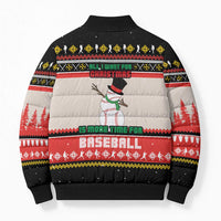 Is More Time for Baseball Design Bomber Puffer Jacket with Baseball Snowman All I Want for Christmas - Wonder Print Shop
