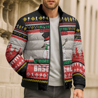 Is More Time for Baseball Design Bomber Puffer Jacket with Baseball Snowman All I Want for Christmas - Wonder Print Shop