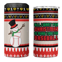 Is More Time for Baseball Design 4 in 1 Can Cooler Tumbler with Baseball Snowman All I Want for Christmas - Wonder Print Shop