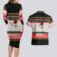 Is More Time for Baseball Design Couples Matching Long Sleeve Bodycon Dress and Hawaiian Shirt with Baseball Snowman All I Want for Christmas - Wonder Print Shop