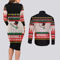 Is More Time for Baseball Design Couples Matching Long Sleeve Bodycon Dress and Long Sleeve Button Shirt with Baseball Snowman All I Want for Christmas - Wonder Print Shop