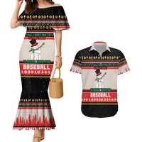 Is More Time for Baseball Design Couples Matching Mermaid Dress and Hawaiian Shirt with Baseball Snowman All I Want for Christmas - Wonder Print Shop