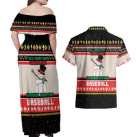 Is More Time for Baseball Design Couples Matching Off Shoulder Maxi Dress and Hawaiian Shirt with Baseball Snowman All I Want for Christmas - Wonder Print Shop