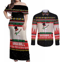 Is More Time for Baseball Design Couples Matching Off Shoulder Maxi Dress and Long Sleeve Button Shirt with Baseball Snowman All I Want for Christmas - Wonder Print Shop