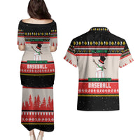 Is More Time for Baseball Design Couples Matching Puletasi and Hawaiian Shirt with Baseball Snowman All I Want for Christmas - Wonder Print Shop