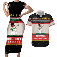 Is More Time for Baseball Design Couples Matching Short Sleeve Bodycon Dress and Hawaiian Shirt with Baseball Snowman All I Want for Christmas - Wonder Print Shop