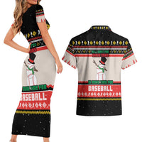 Is More Time for Baseball Design Couples Matching Short Sleeve Bodycon Dress and Hawaiian Shirt with Baseball Snowman All I Want for Christmas - Wonder Print Shop