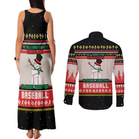 Is More Time for Baseball Design Couples Matching Tank Maxi Dress and Long Sleeve Button Shirt with Baseball Snowman All I Want for Christmas - Wonder Print Shop