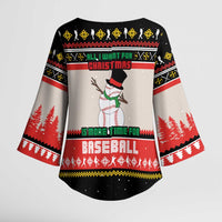 Is More Time for Baseball Design Kimono Sleeve Blouse with Baseball Snowman All I Want for Christmas - Wonder Print Shop