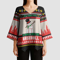 Is More Time for Baseball Design Kimono Sleeve Blouse with Baseball Snowman All I Want for Christmas - Wonder Print Shop