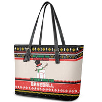 Is More Time for Baseball Design Leather Tote Bag with Baseball Snowman All I Want for Christmas - Wonder Print Shop