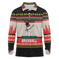 Is More Time for Baseball Design Long Sleeve Polo Shirt with Baseball Snowman All I Want for Christmas - Wonder Print Shop