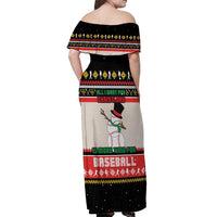 Is More Time for Baseball Design Off Shoulder Maxi Dress with Baseball Snowman All I Want for Christmas - Wonder Print Shop