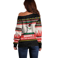 Is More Time for Baseball Design Off Shoulder Sweater with Baseball Snowman All I Want for Christmas - Wonder Print Shop