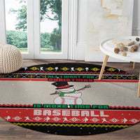 Is More Time for Baseball Design Round Carpet with Baseball Snowman All I Want for Christmas - Wonder Print Shop