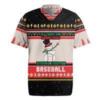 Is More Time for Baseball Design Rugby Jersey with Baseball Snowman All I Want for Christmas - Wonder Print Shop