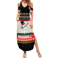 Is More Time for Baseball Design Summer Maxi Dress with Baseball Snowman All I Want for Christmas - Wonder Print Shop