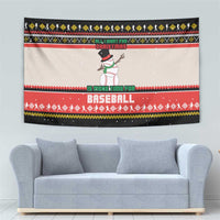 Is More Time for Baseball Design Tapestry with Baseball Snowman All I Want for Christmas - Wonder Print Shop