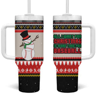 Is More Time for Baseball Design Tumbler With Handle with Baseball Snowman All I Want for Christmas - Wonder Print Shop