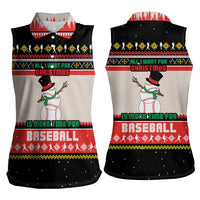 Is More Time for Baseball Design Women Sleeveless Polo Shirt with Baseball Snowman All I Want for Christmas - Wonder Print Shop