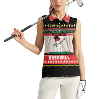 Is More Time for Baseball Design Women Sleeveless Polo Shirt with Baseball Snowman All I Want for Christmas - Wonder Print Shop