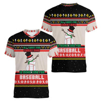 Is More Time for Baseball Design Women V-Neck T-Shirt with Baseball Snowman All I Want for Christmas - Wonder Print Shop