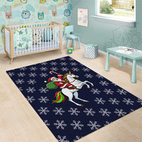 Horse And Santa Claus Christmas Christmas Area Rug Xmas Holiday Patterns - Wonder Print Shop