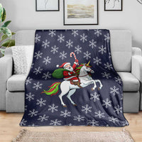 Horse And Santa Claus Christmas Christmas Blanket Xmas Holiday Patterns - Wonder Print Shop