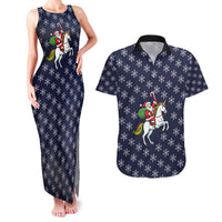 Horse And Santa Claus Christmas Christmas Couples Matching Tank Maxi Dress and Hawaiian Shirt Xmas Holiday Patterns - Wonder Print Shop